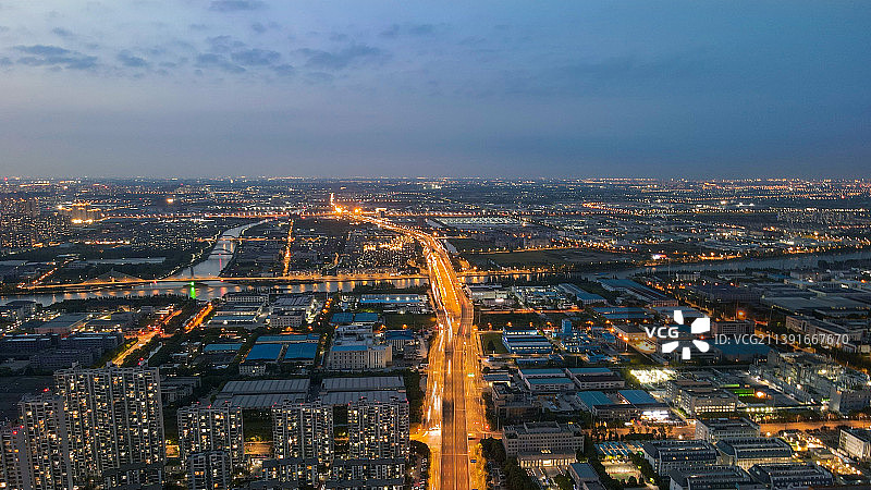 航拍苏州昆山开发区夜景图片素材