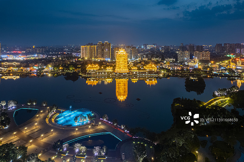 四川省眉山市远景楼航拍图片素材