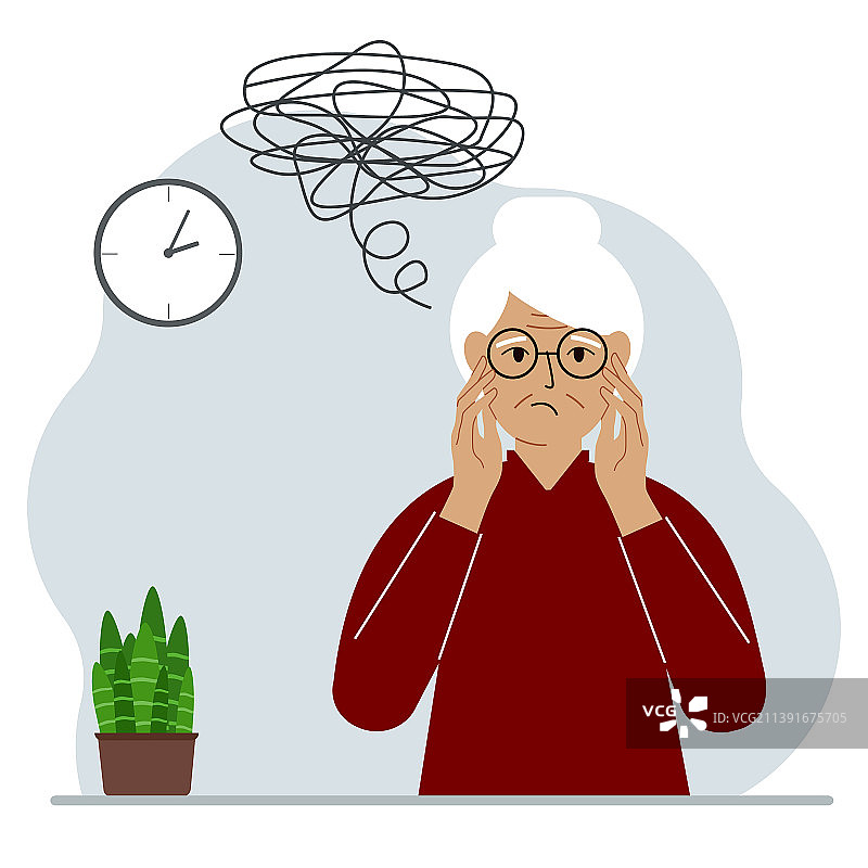 祖母的负面想法概念图片素材