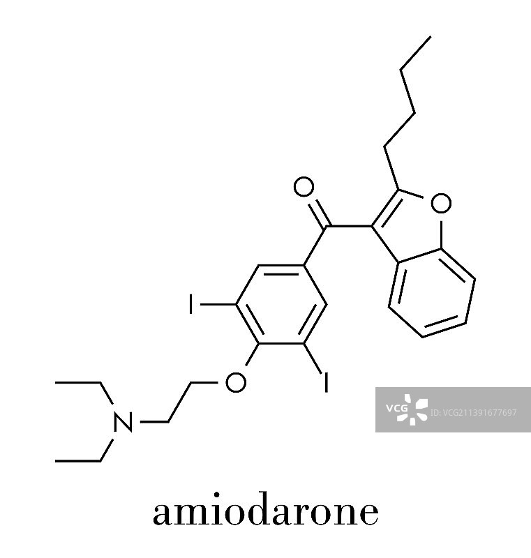 胺碘酮抗心律失常药物分子骨架图图片素材