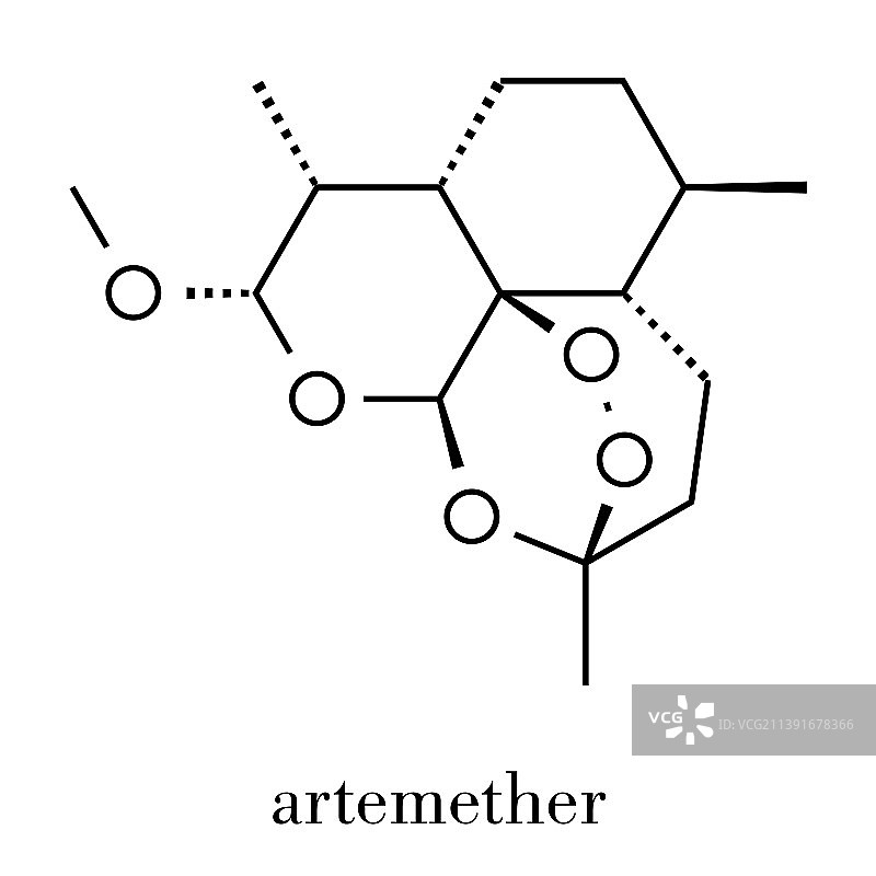 青蒿醚抗疟药物分子图片素材