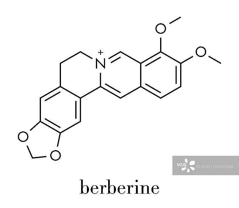 小檗碱草药分子骨架图片素材
