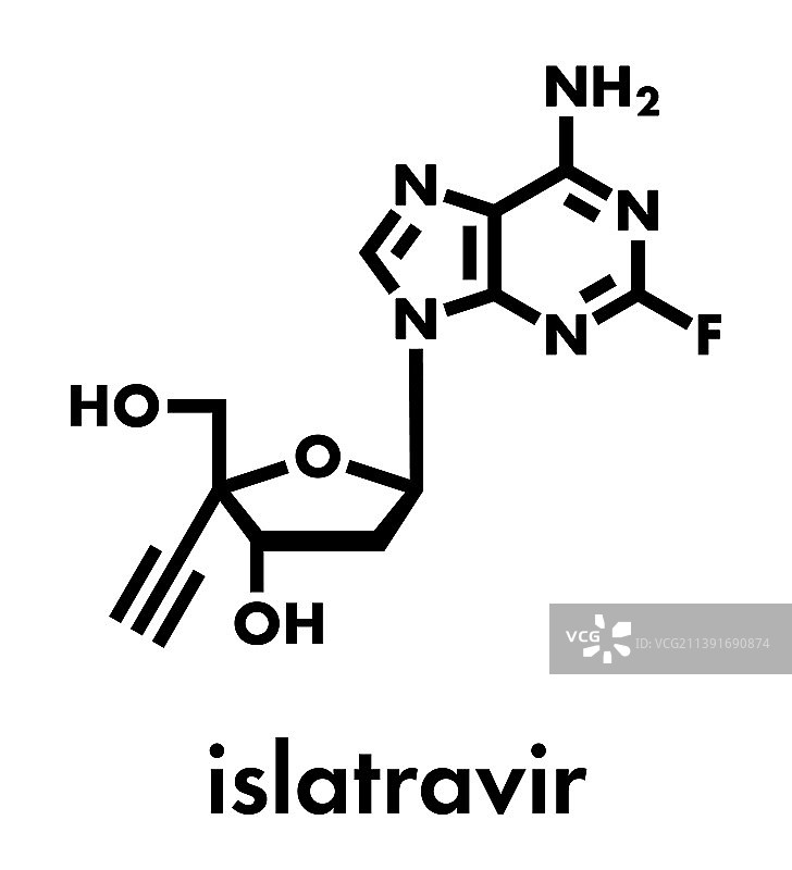 艾滋病药物Islatravir分子骨架式图片素材