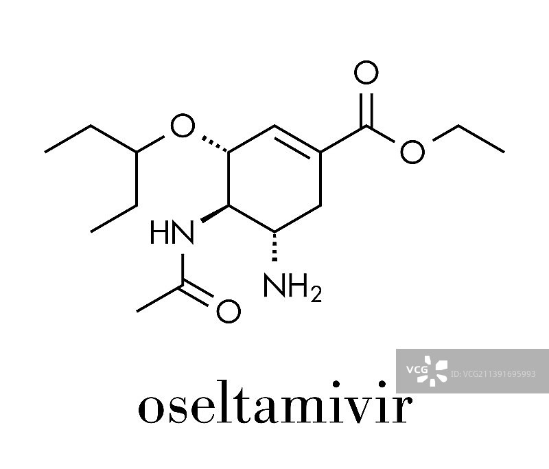 奥司他韦流感病毒药物分子图片素材