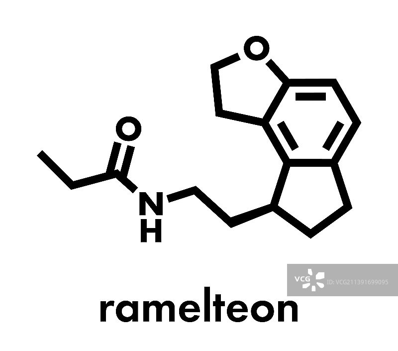 雷美尔通失眠药物分子骨骼式图片素材