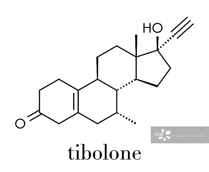 替勃龙子宫内膜异位症药物分子骨架图片素材