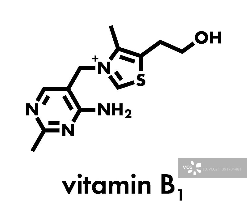 维生素B1硫胺分子骨骼式图片素材