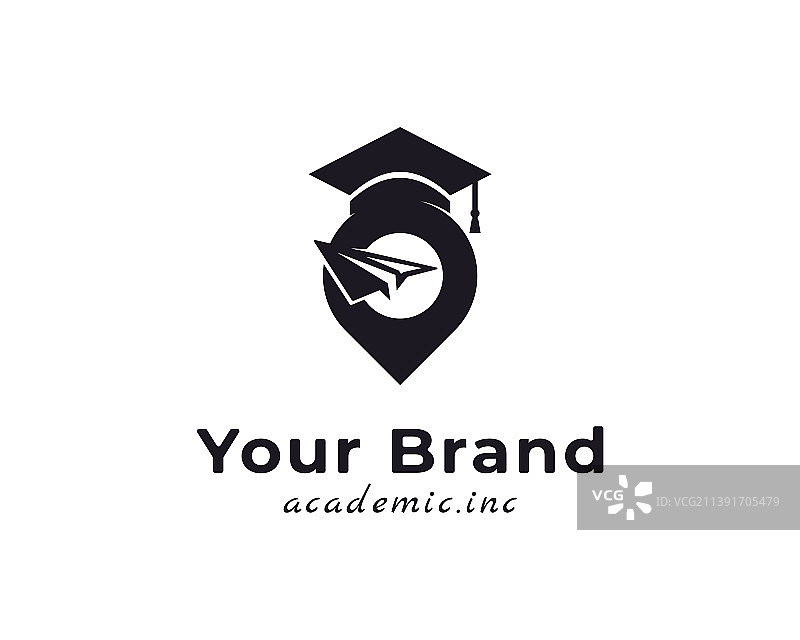 创意毕业帽与GPS定位图钉图片素材