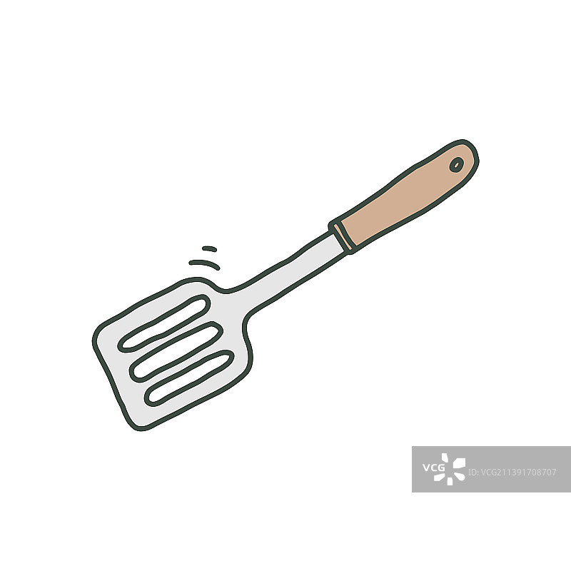 用于混合炒菜的厨房铲工具草图图片素材
