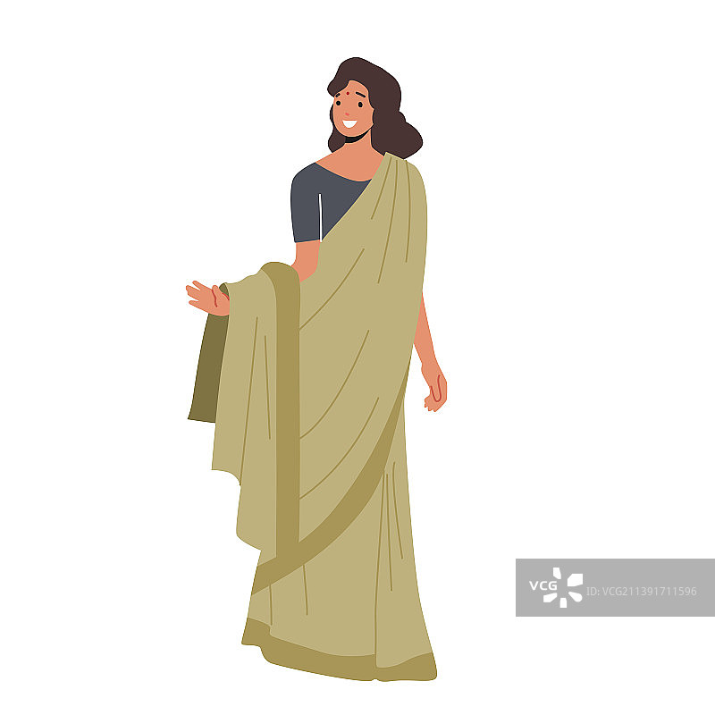 穿着纱丽化着妆的印度女孩图片素材