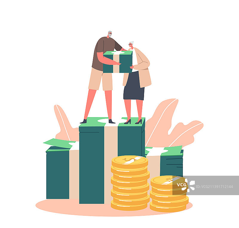 快乐的老年男女拿着物品图片素材