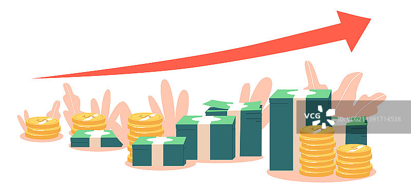 红色箭头向上移动的金融图表图片素材