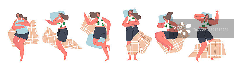 女人睡姿：女孩躺在床上图片素材