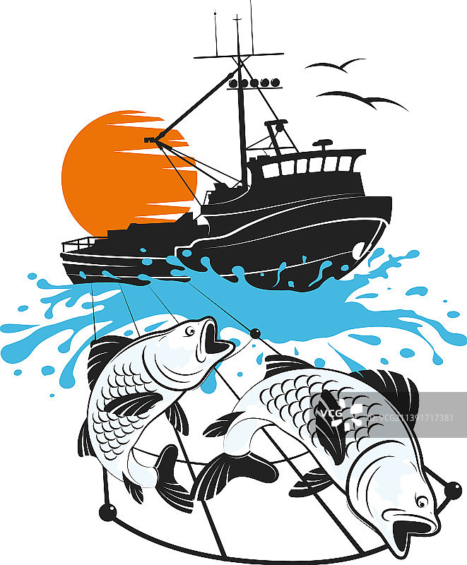 满载而归的渔船图片素材