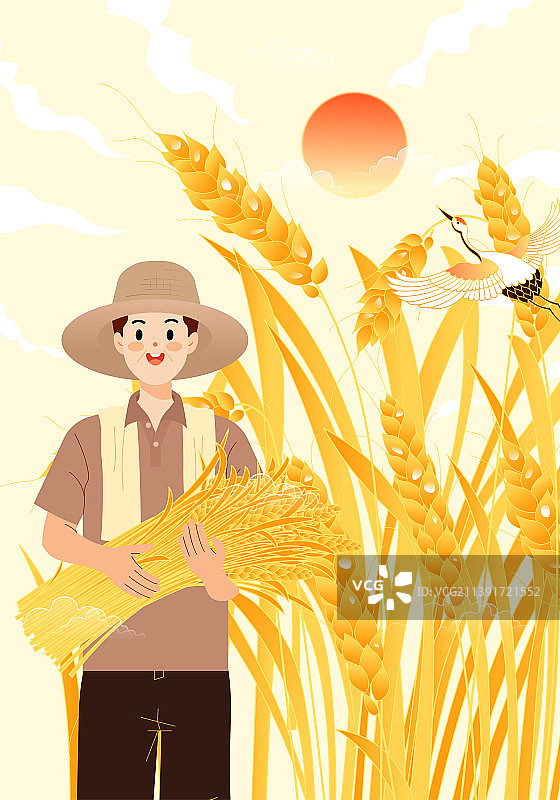 秋天丰收的小麦图片素材