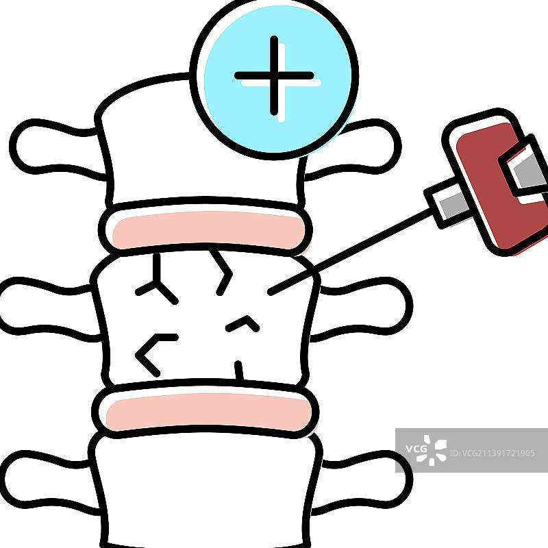 椎体成形术和后凸成形术彩色图标图片素材