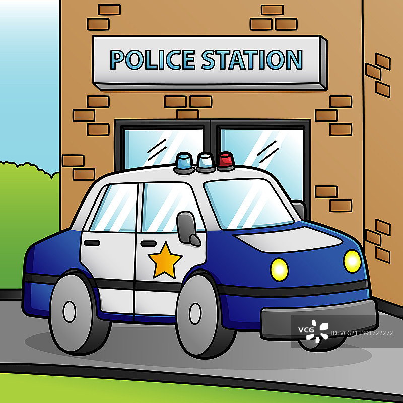 卡通警车彩色车辆图片素材