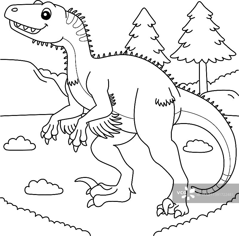 犹他盗龙儿童涂色页图片素材