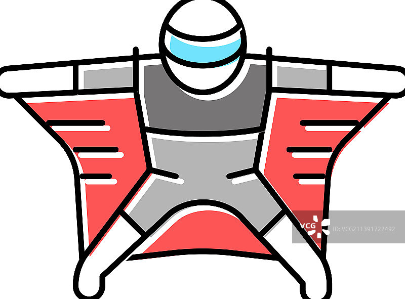 飞翔的翼装运动员彩色图标图片素材