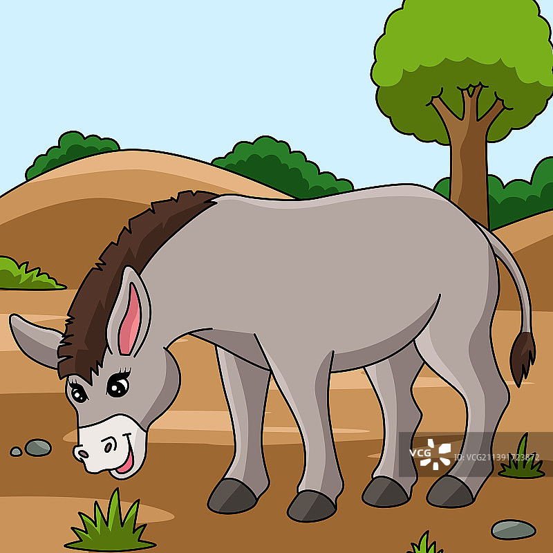 彩色卡通驴图片素材