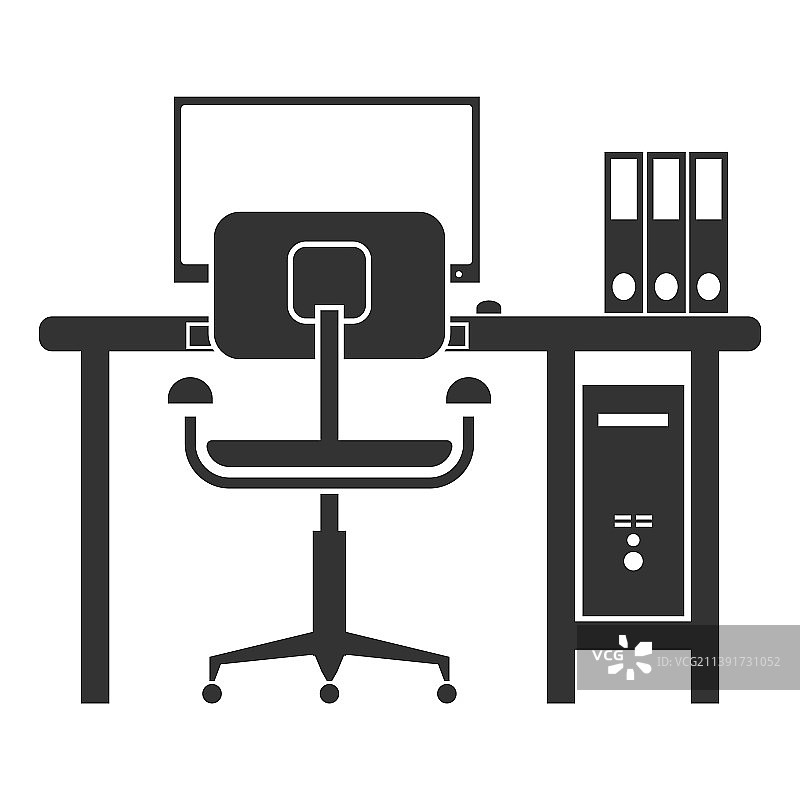 办公桌电脑文件椅子内部图片素材