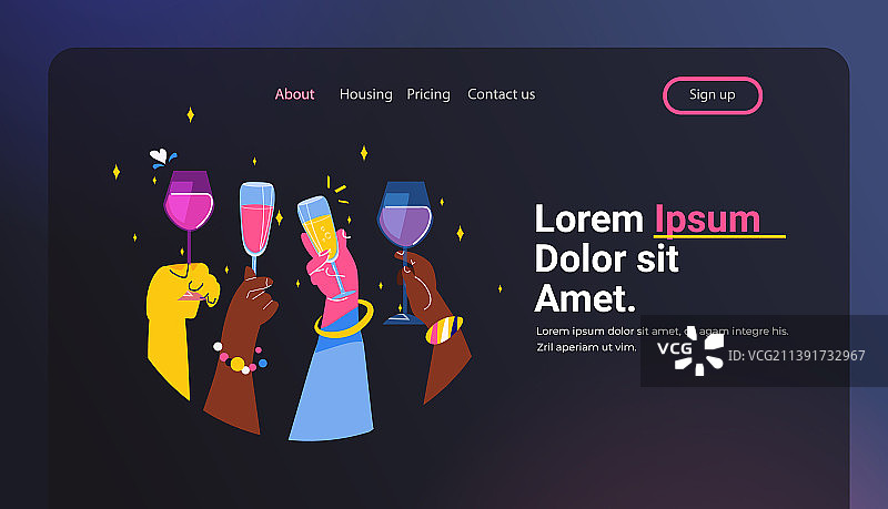 混血人举杯香槟庆祝图片素材