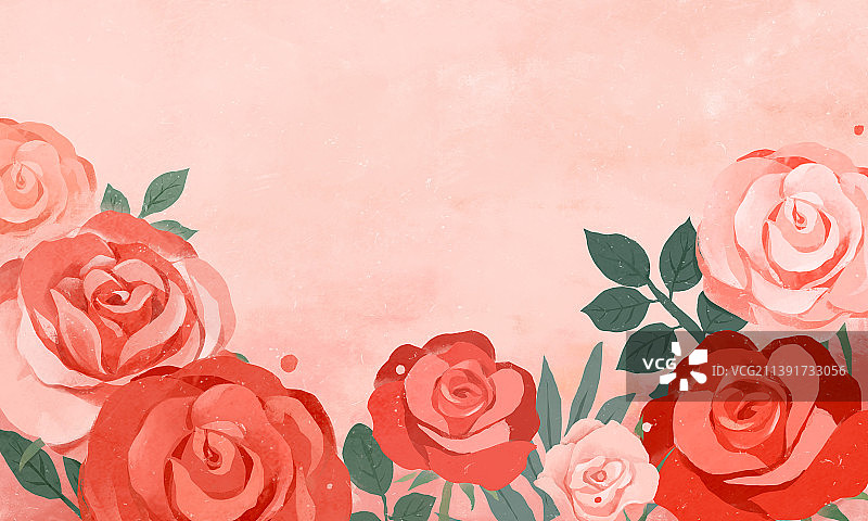 七夕节插画玫瑰花背景图片素材