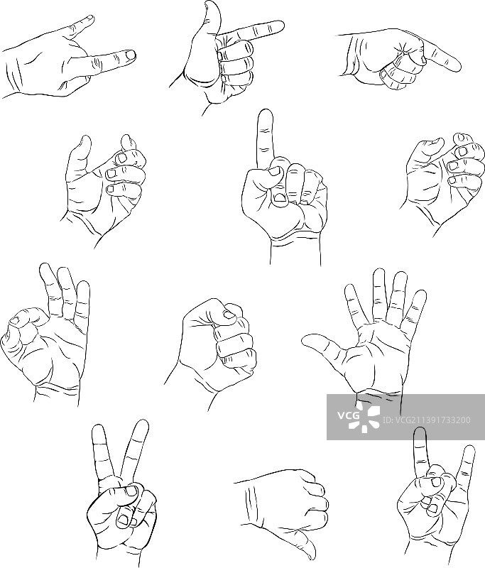 新的手部线条图片素材