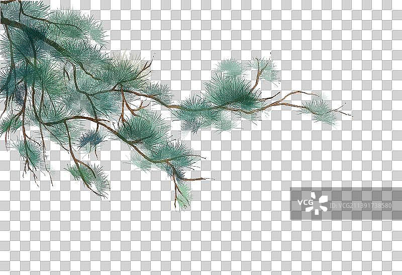 风景松树国风小清新插画图片素材