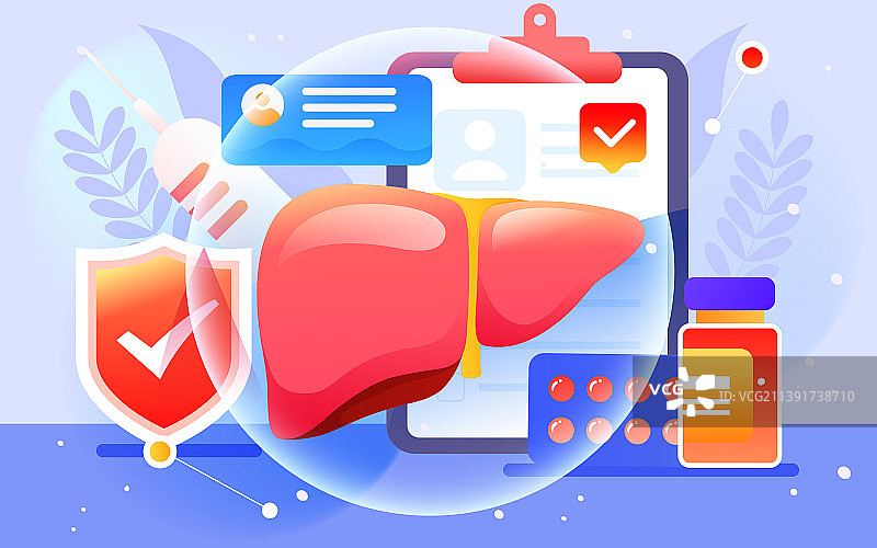 世界肝炎日医生检查肝脏治疗肝炎疾病插画图片素材