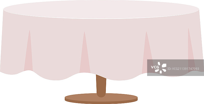 铺着白色桌布的餐桌（半扁平色彩）图片素材