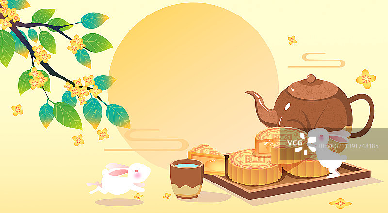 中秋节月饼插画图片素材