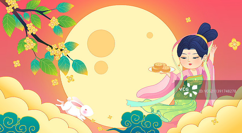 卡通国潮风中秋节图片素材