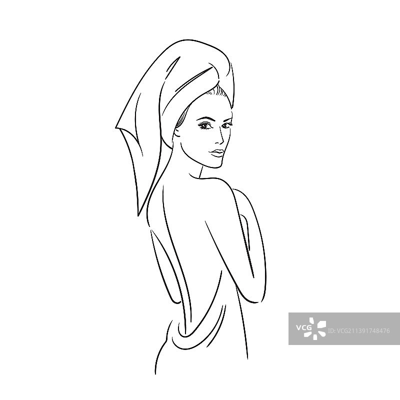 裹着浴巾的美丽女人图片素材