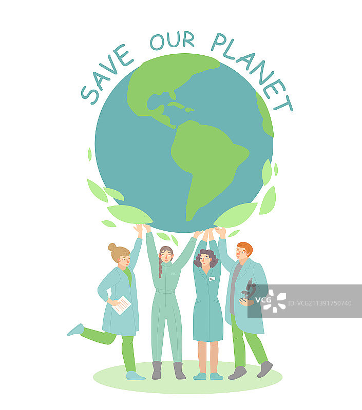 科学家呵护地球与自然图片素材