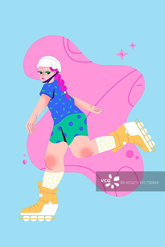 时尚运动插画-轮滑图片素材
