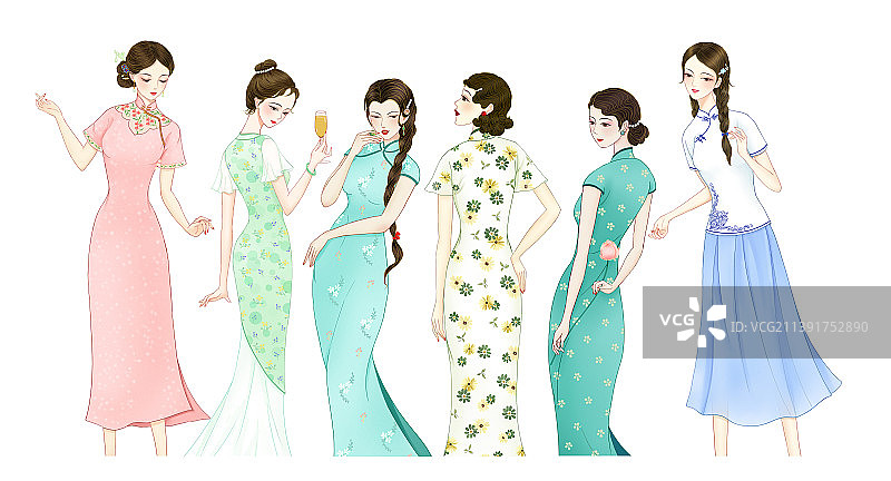 民国风旗袍美人图片素材