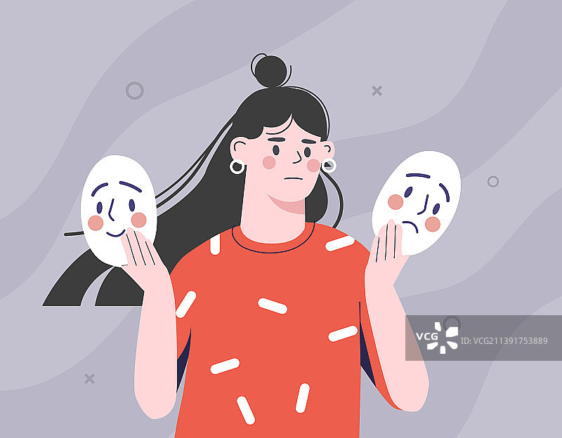 卡通人物面具下的真实情感图片素材