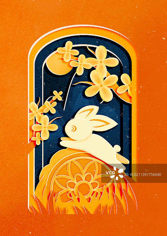 剪纸风兔年竖版节气插画图片素材