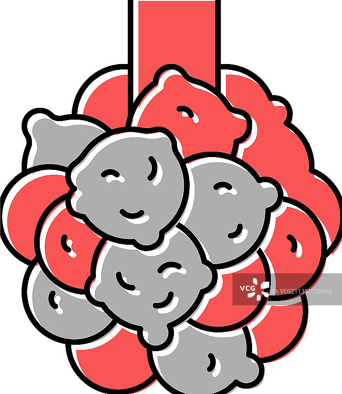 支气管扩张肺部疾病彩色图标图片素材