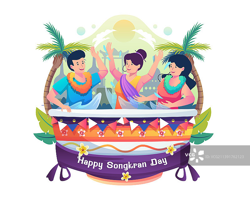 人们在一个大碗里互相泼水图片素材