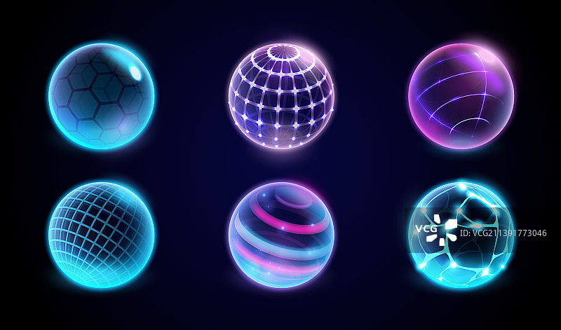 保护能量球体设置网状屏障图片素材