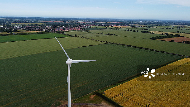 英国朗福德田野风车航拍图片素材