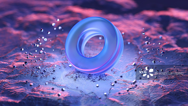 3D渲染玻璃亚克力圆环图片素材