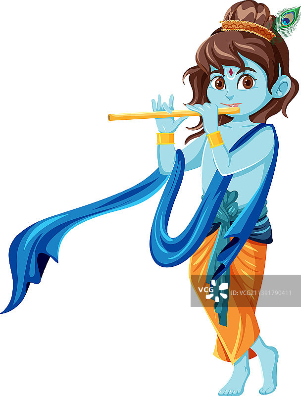 白色背景的蓝皮肤印度神图片素材