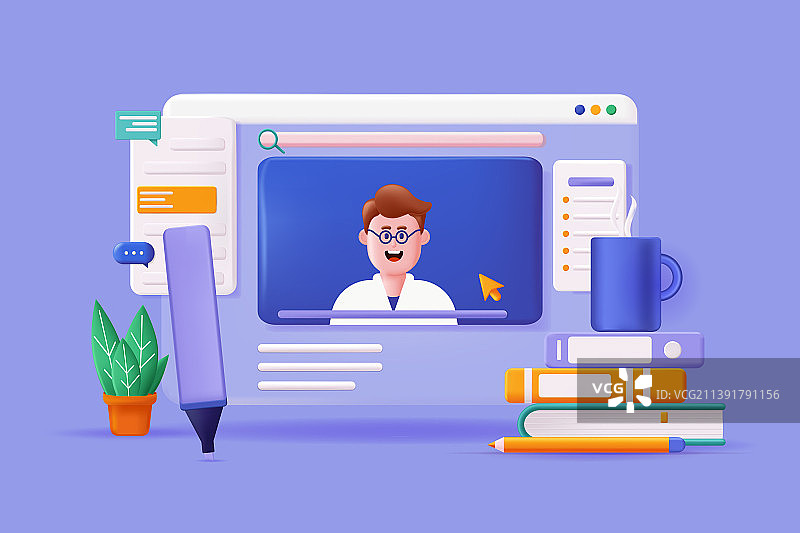 3D在线教育概念图片素材