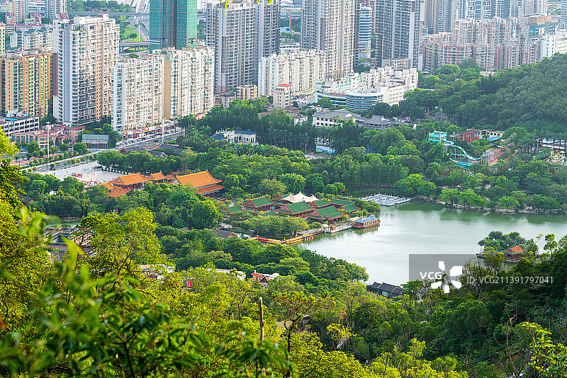 园林城市+广东省珠海市香洲区圆明新园航拍城市风光图片素材