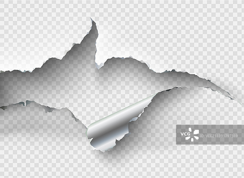 透明背景上的金属撕裂破洞图片素材
