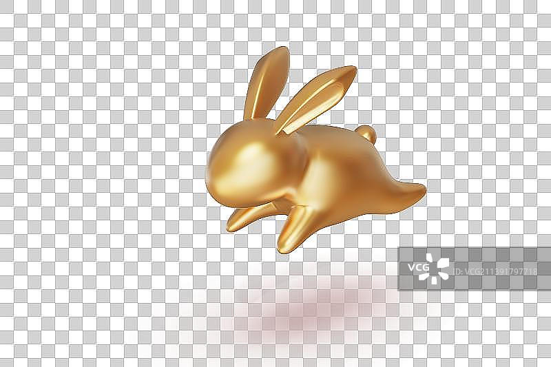 黄金兔子三维插画图片素材