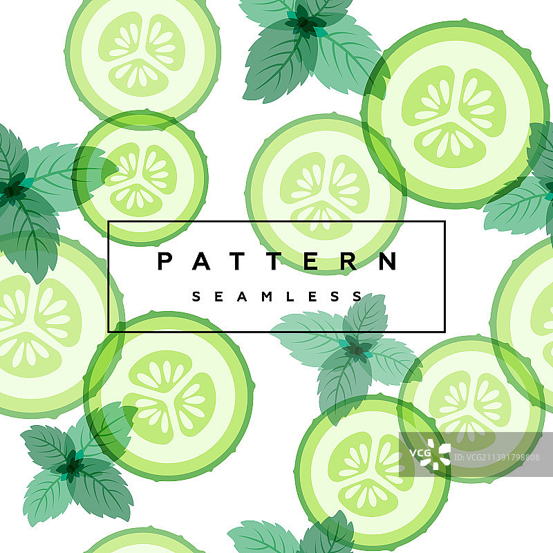 黄瓜和薄荷叶无缝图案图片素材